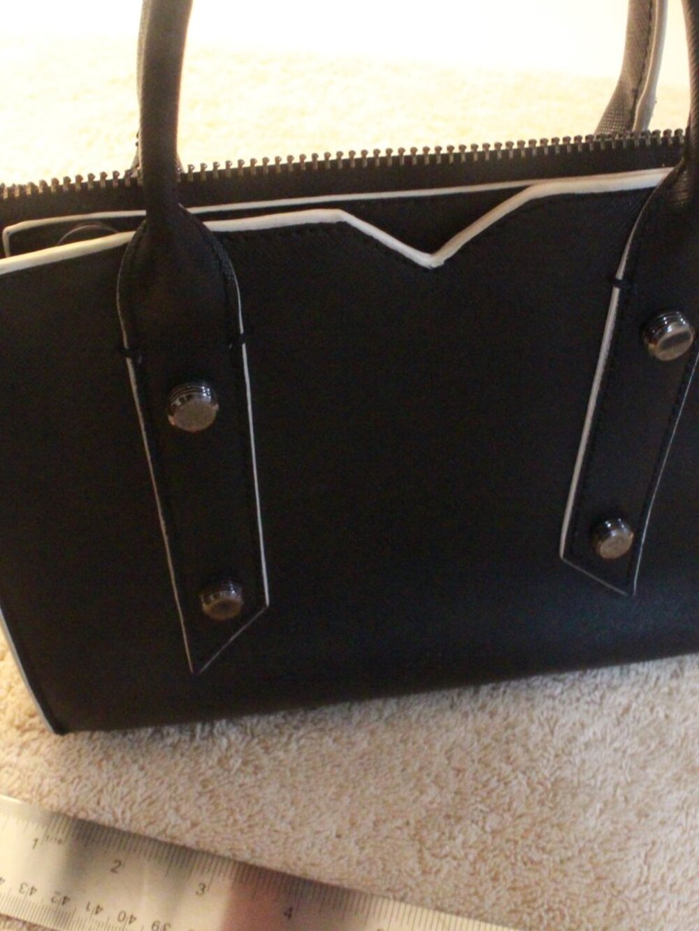 Botkier New York Black Tote with Contrast Trim & Stud Details